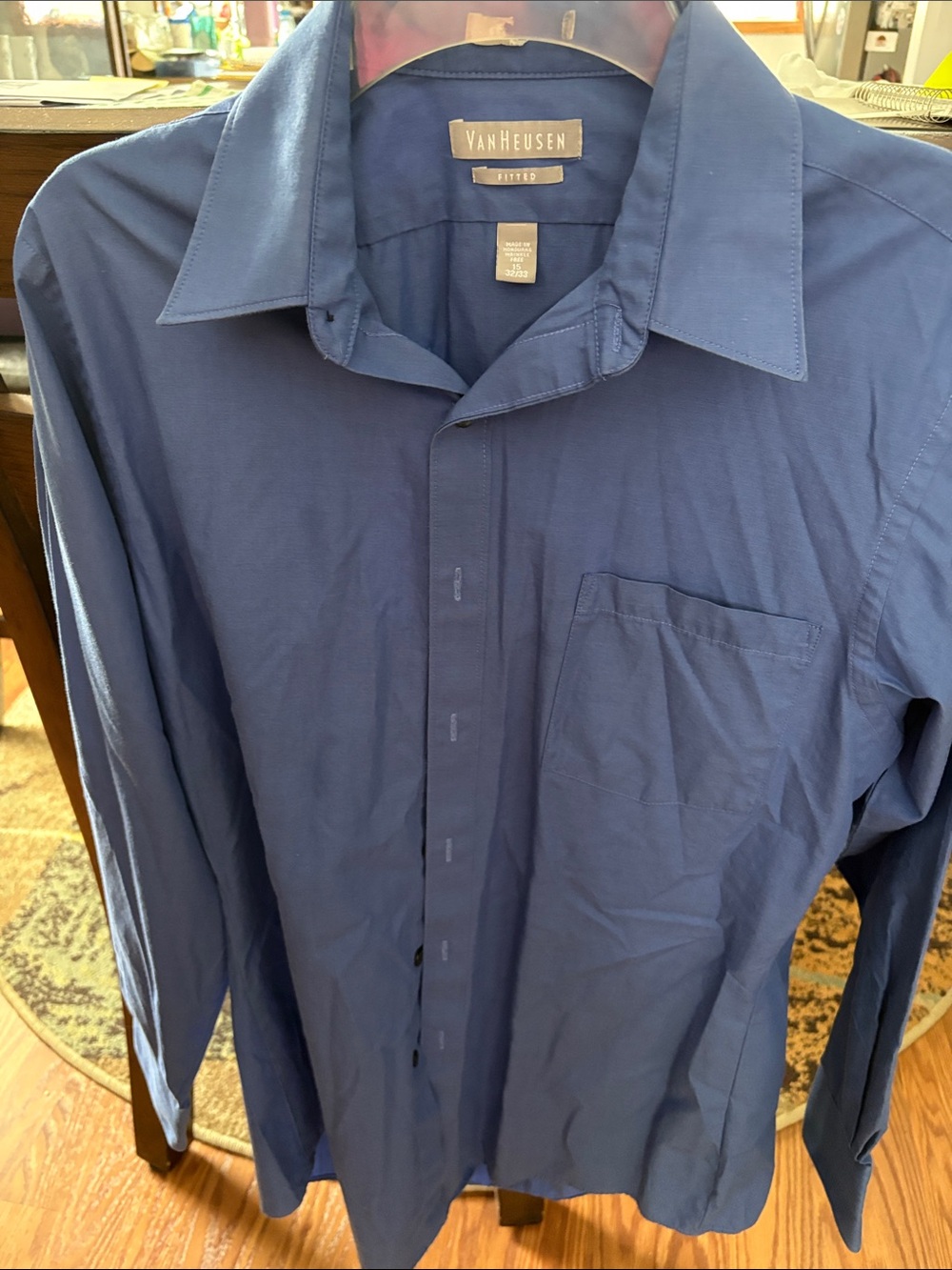 Van Heusen Men's Solid Navy Blue Dress Shirt